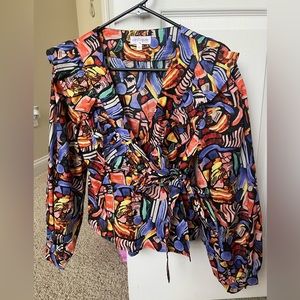 Vestique retro print wrap top